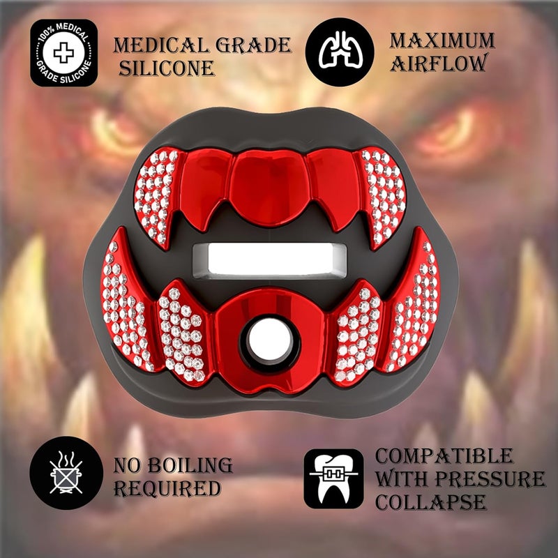 LeCool Football Mouth Guard with Connected Strap- 3D Beast Chrome Adult and Youth Mouth Guard-Mouth Piece for Sports for Maximum Air Flow and Teeth Protection - Image 3